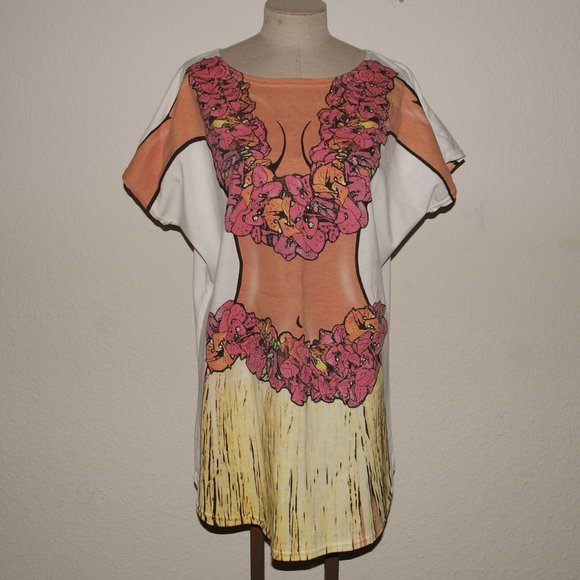 Vintage Other - BODY DREAMS Hula Dancer Novelty Tee Cover-Up sz OS